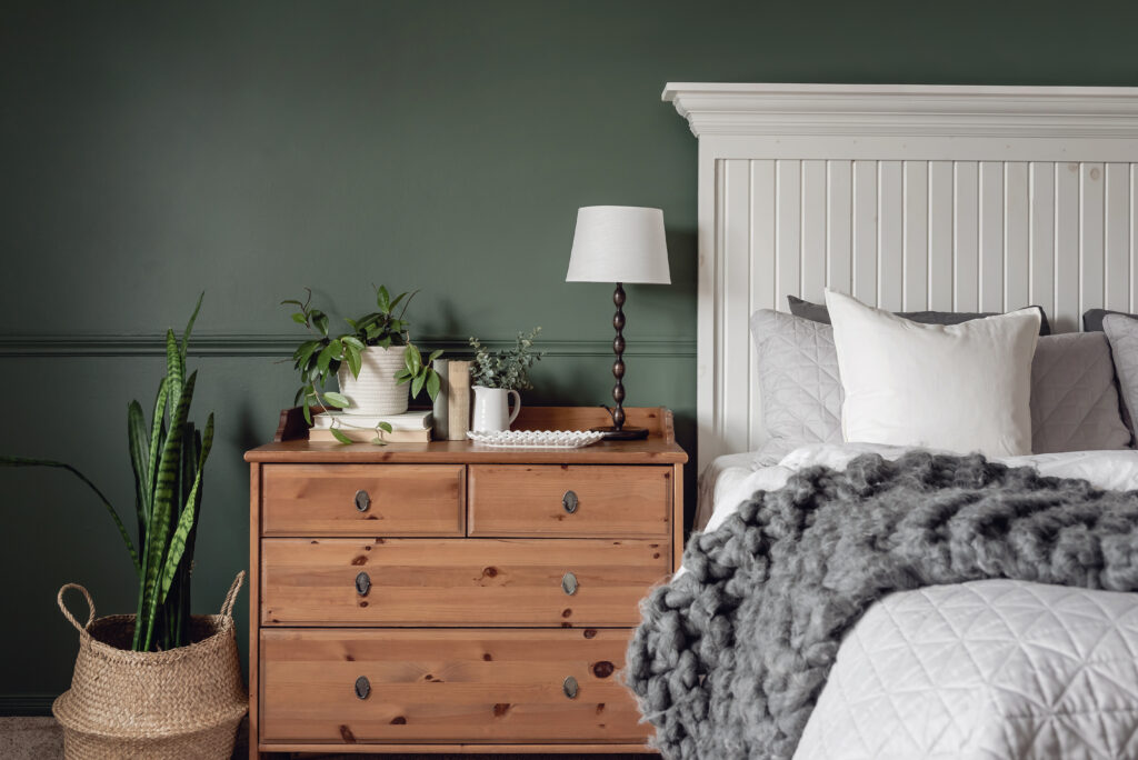 why you should embrace dark paint, green bedroom